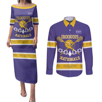 Custom Iroquois Lacrosse Couples Matching Puletasi and Long Sleeve Button Shirt Haudenosaunee Nationals