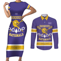 Custom Iroquois Lacrosse Couples Matching Short Sleeve Bodycon Dress and Long Sleeve Button Shirt Haudenosaunee Nationals