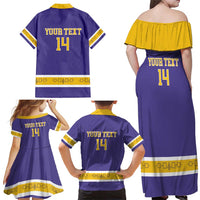 Custom Iroquois Lacrosse Family Matching Off Shoulder Maxi Dress and Hawaiian Shirt Haudenosaunee Nationals