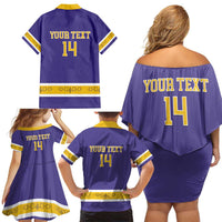 Custom Iroquois Lacrosse Family Matching Off Shoulder Short Dress and Hawaiian Shirt Haudenosaunee Nationals