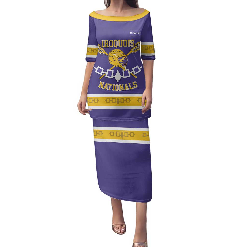 Custom Iroquois Lacrosse Family Matching Puletasi and Hawaiian Shirt Haudenosaunee Nationals