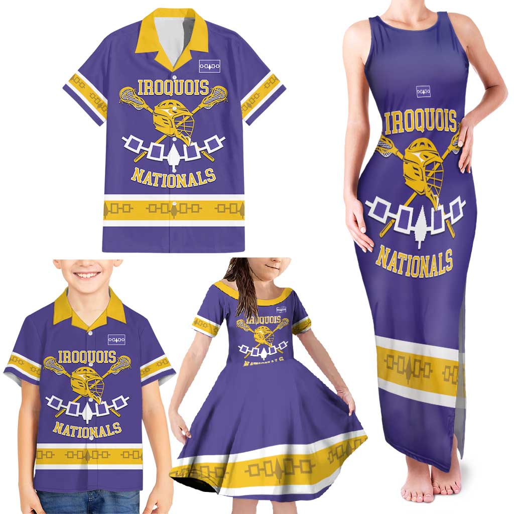 Custom Iroquois Lacrosse Family Matching Tank Maxi Dress and Hawaiian Shirt Haudenosaunee Nationals