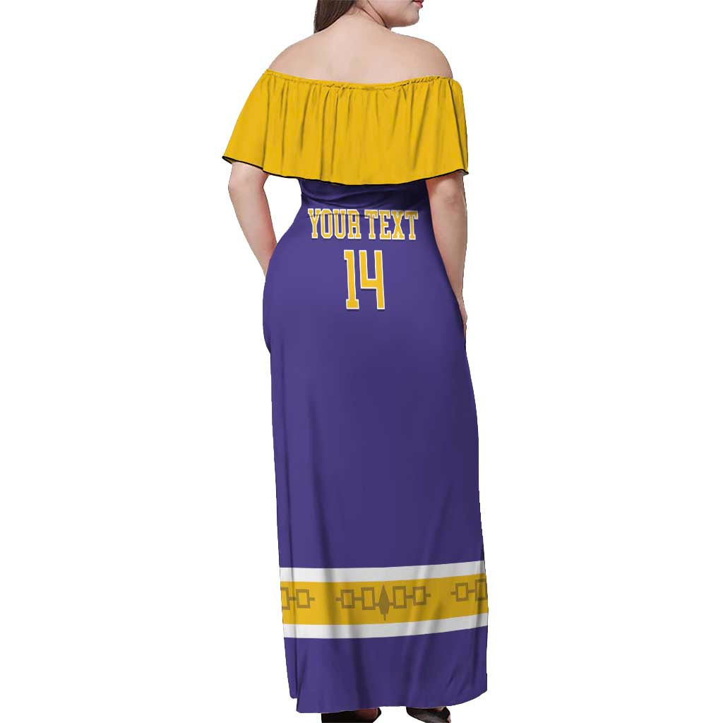 Custom Iroquois Lacrosse Off Shoulder Maxi Dress Haudenosaunee Nationals