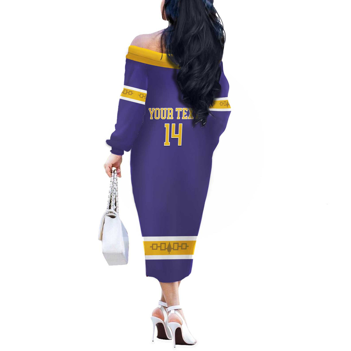Custom Iroquois Lacrosse Off The Shoulder Long Sleeve Dress Haudenosaunee Nationals