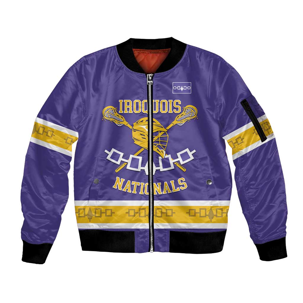 Custom Iroquois Lacrosse Sleeve Zip Bomber Jacket Haudenosaunee Nationals