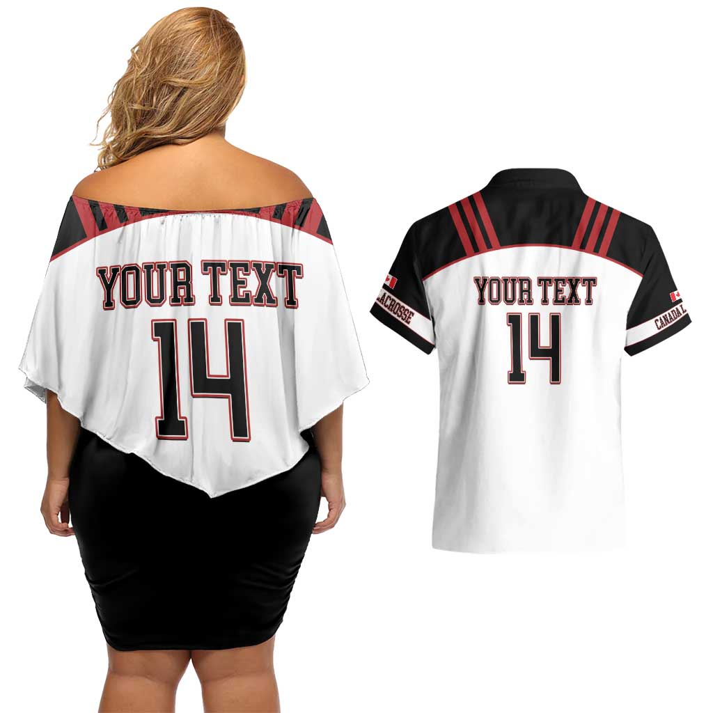 Custom Canada Lacrosse Couples Matching Off Shoulder Short Dress and Hawaiian Shirt Go Champions Maple Leaf
