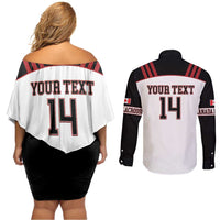 Custom Canada Lacrosse Couples Matching Off Shoulder Short Dress and Long Sleeve Button Shirt Go Champions Maple Leaf