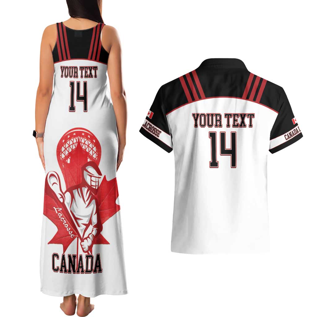 Custom Canada Lacrosse Couples Matching Tank Maxi Dress and Hawaiian Shirt Go Champions Maple Leaf