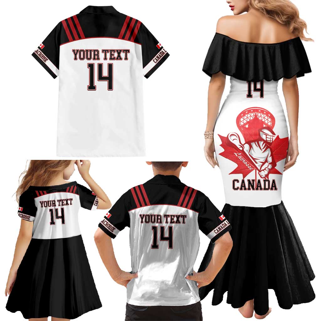 Custom Canada Lacrosse Family Matching Mermaid Dress and Hawaiian Shirt Go Champions Maple Leaf