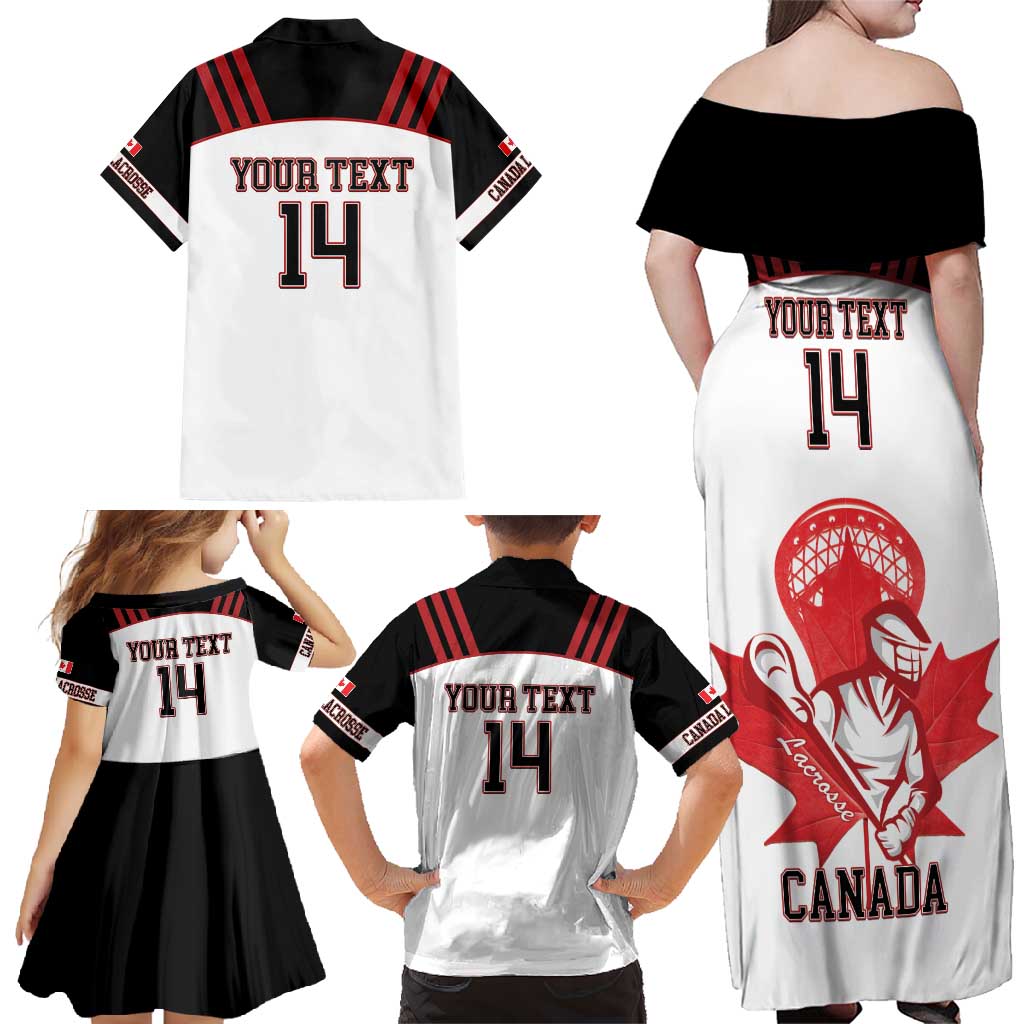 Custom Canada Lacrosse Family Matching Off Shoulder Maxi Dress and Hawaiian Shirt Go Champions Maple Leaf