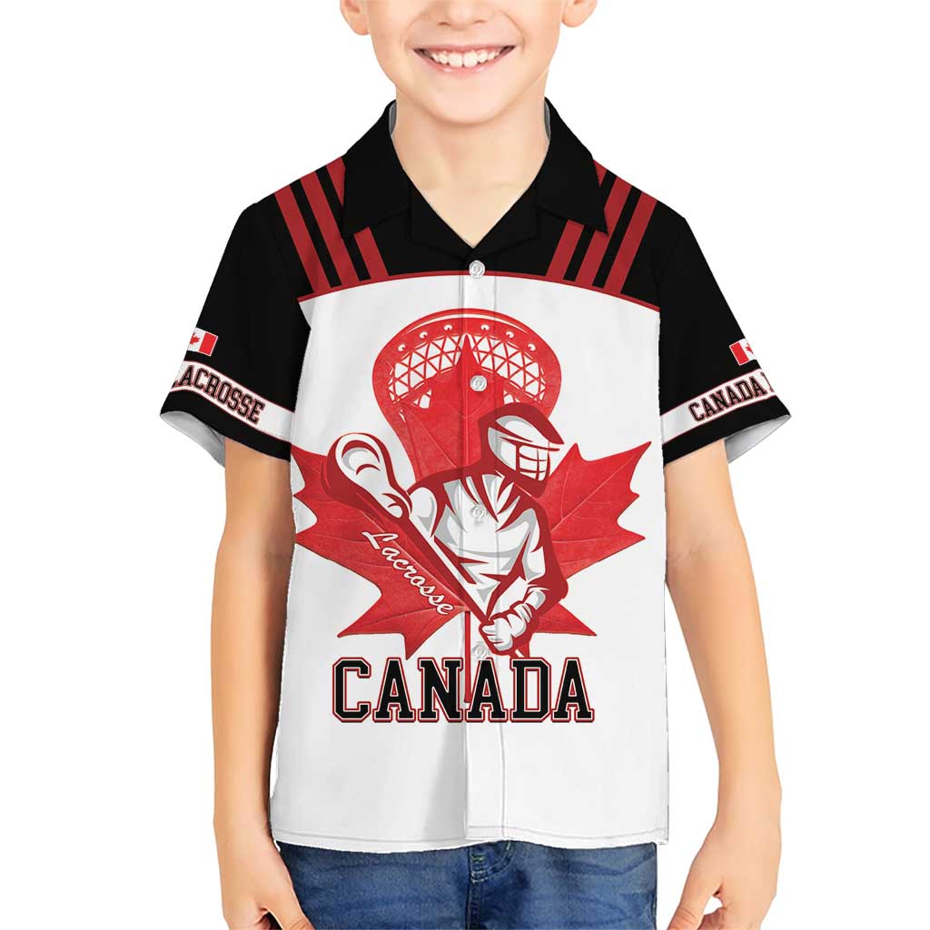 Custom Canada Lacrosse Family Matching Short Sleeve Bodycon Dress and Hawaiian Shirt Go Champions Maple Leaf