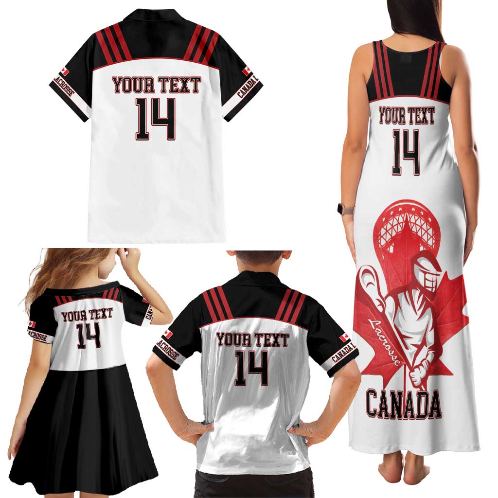 Custom Canada Lacrosse Family Matching Tank Maxi Dress and Hawaiian Shirt Go Champions Maple Leaf