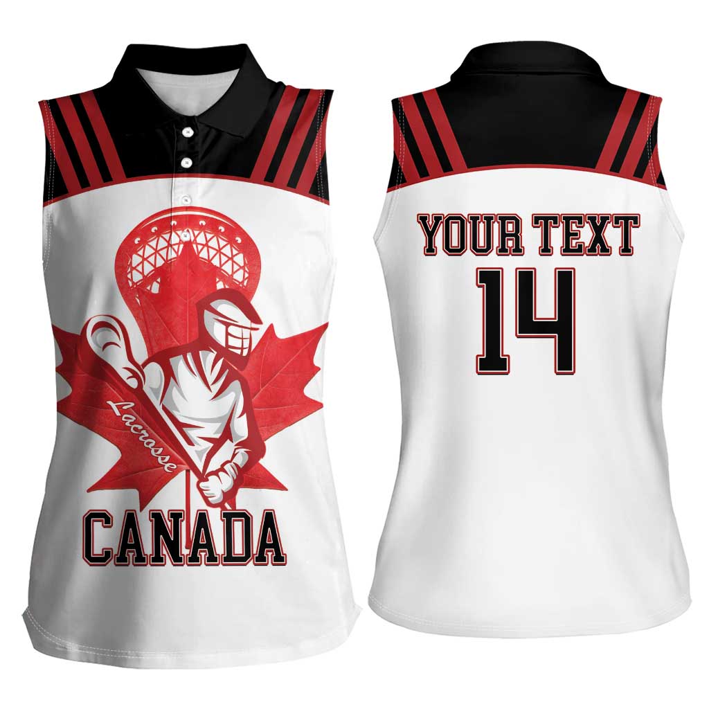 Custom Canada Lacrosse Women Sleeveless Polo Shirt Go Champions Maple Leaf