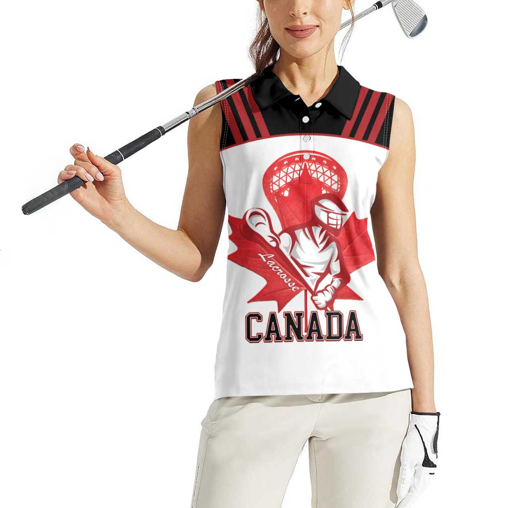 Custom Canada Lacrosse Women Sleeveless Polo Shirt Go Champions Maple Leaf