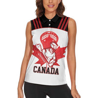 Custom Canada Lacrosse Women Sleeveless Polo Shirt Go Champions Maple Leaf