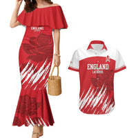 Custom England Lacrosse Couples Matching Mermaid Dress and Hawaiian Shirt Go Champions Rose