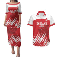 Custom England Lacrosse Couples Matching Puletasi and Hawaiian Shirt Go Champions Rose