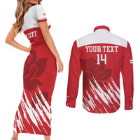 Custom England Lacrosse Couples Matching Short Sleeve Bodycon Dress and Long Sleeve Button Shirt Go Champions Rose