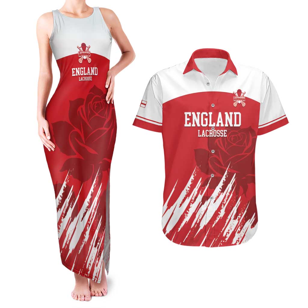 Custom England Lacrosse Couples Matching Tank Maxi Dress and Hawaiian Shirt Go Champions Rose