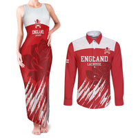Custom England Lacrosse Couples Matching Tank Maxi Dress and Long Sleeve Button Shirt Go Champions Rose