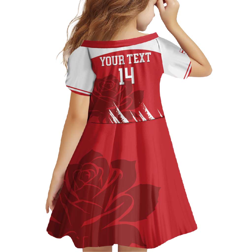 Custom England Lacrosse Family Matching Long Sleeve Bodycon Dress and Hawaiian Shirt Go Champions Rose