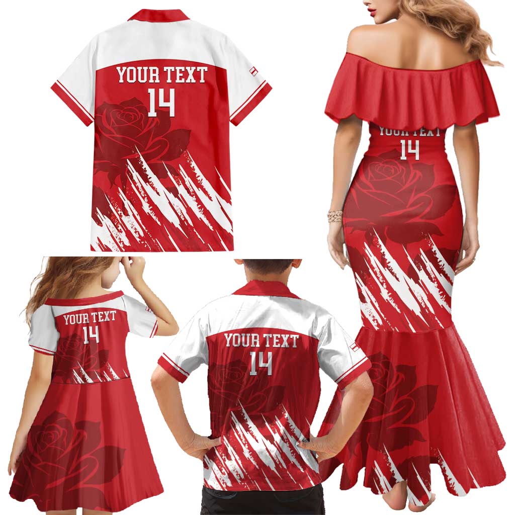 Custom England Lacrosse Family Matching Mermaid Dress and Hawaiian Shirt Go Champions Rose