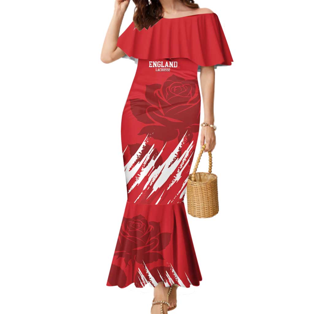 Custom England Lacrosse Family Matching Mermaid Dress and Hawaiian Shirt Go Champions Rose