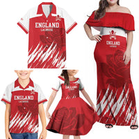 Custom England Lacrosse Family Matching Off Shoulder Maxi Dress and Hawaiian Shirt Go Champions Rose