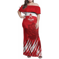 Custom England Lacrosse Family Matching Off Shoulder Maxi Dress and Hawaiian Shirt Go Champions Rose