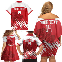 Custom England Lacrosse Family Matching Off Shoulder Short Dress and Hawaiian Shirt Go Champions Rose