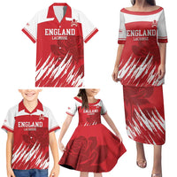 Custom England Lacrosse Family Matching Puletasi and Hawaiian Shirt Go Champions Rose
