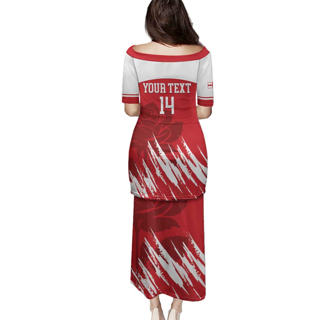 Custom England Lacrosse Family Matching Puletasi and Hawaiian Shirt Go Champions Rose