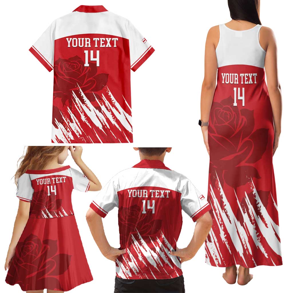 Custom England Lacrosse Family Matching Tank Maxi Dress and Hawaiian Shirt Go Champions Rose