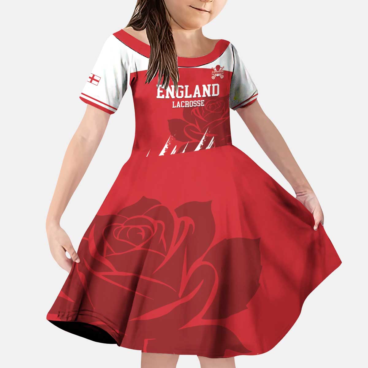 Custom England Lacrosse Kid Short Sleeve Dress Go Champions Rose