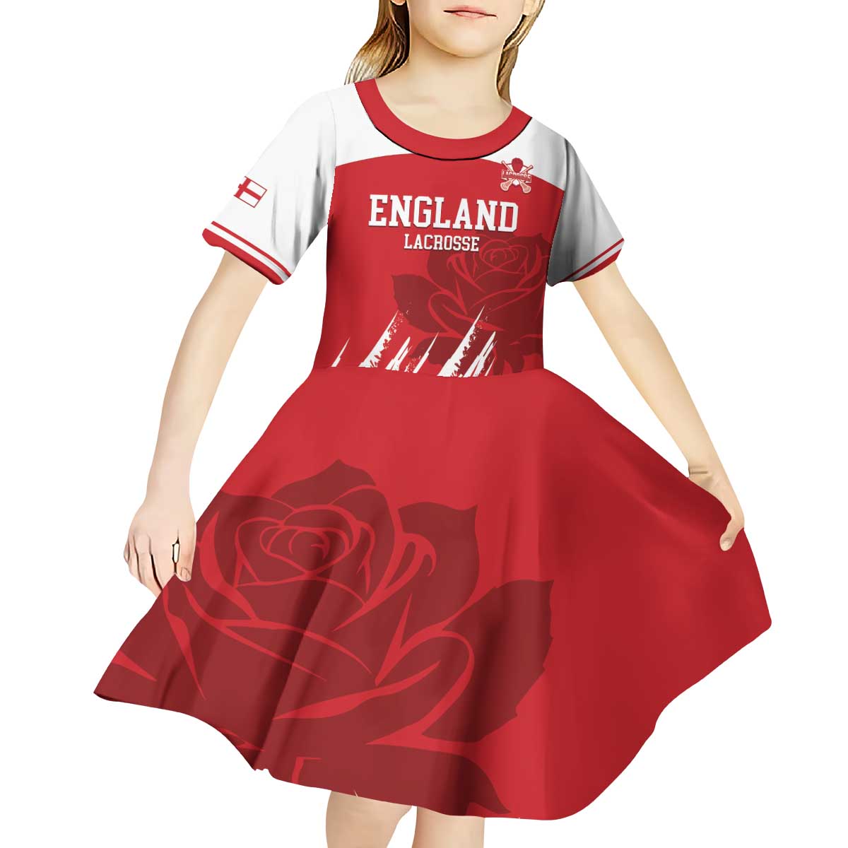 Custom England Lacrosse Kid Short Sleeve Dress Go Champions Rose