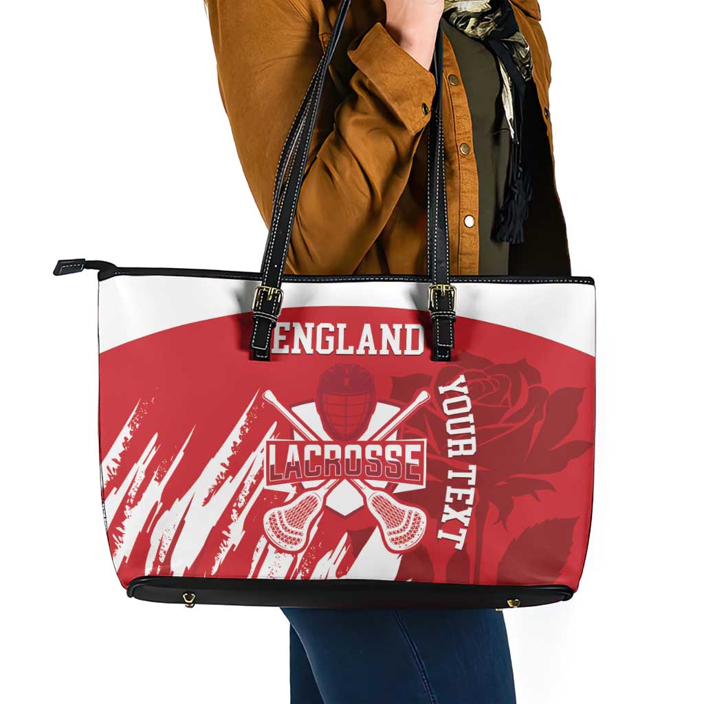 Custom England Lacrosse Leather Tote Bag Go Champions Rose