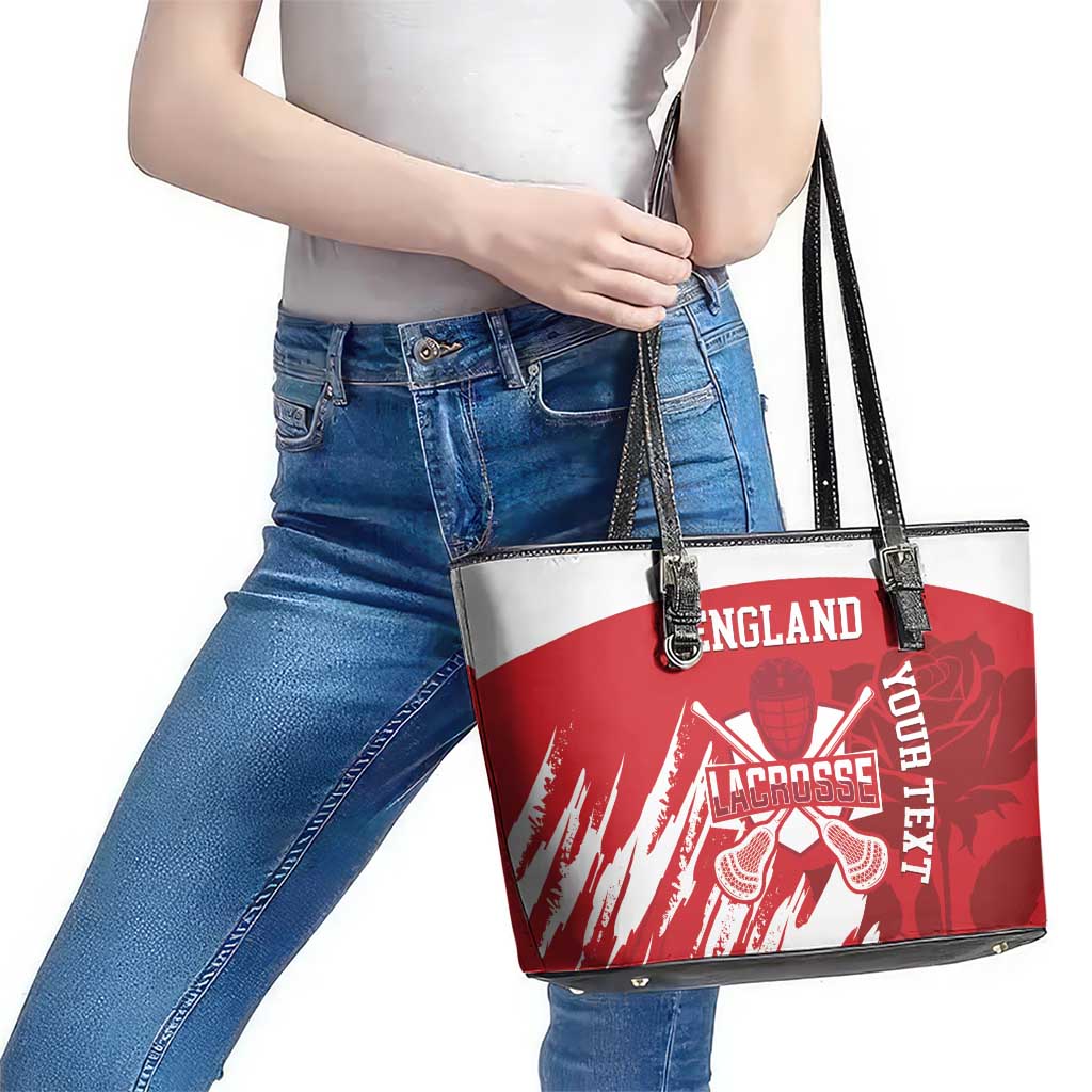 Custom England Lacrosse Leather Tote Bag Go Champions Rose