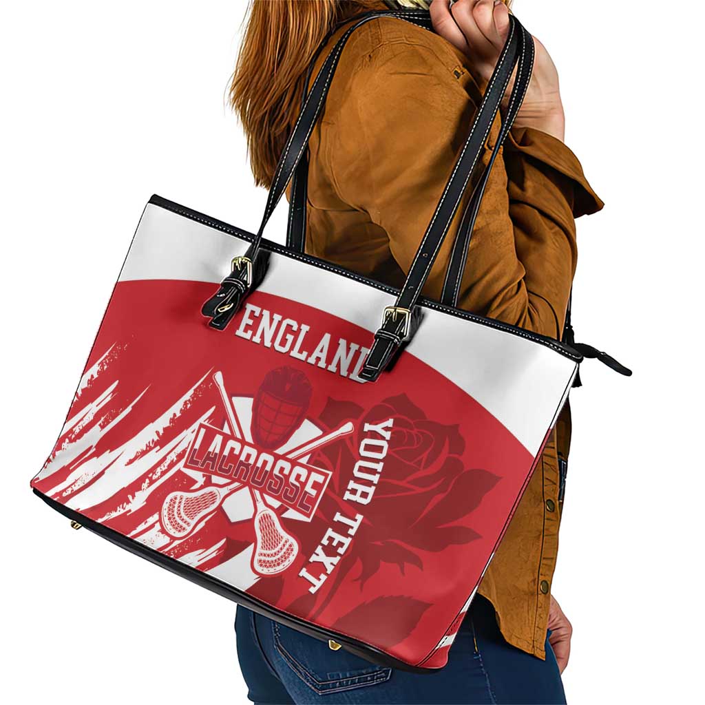 Custom England Lacrosse Leather Tote Bag Go Champions Rose