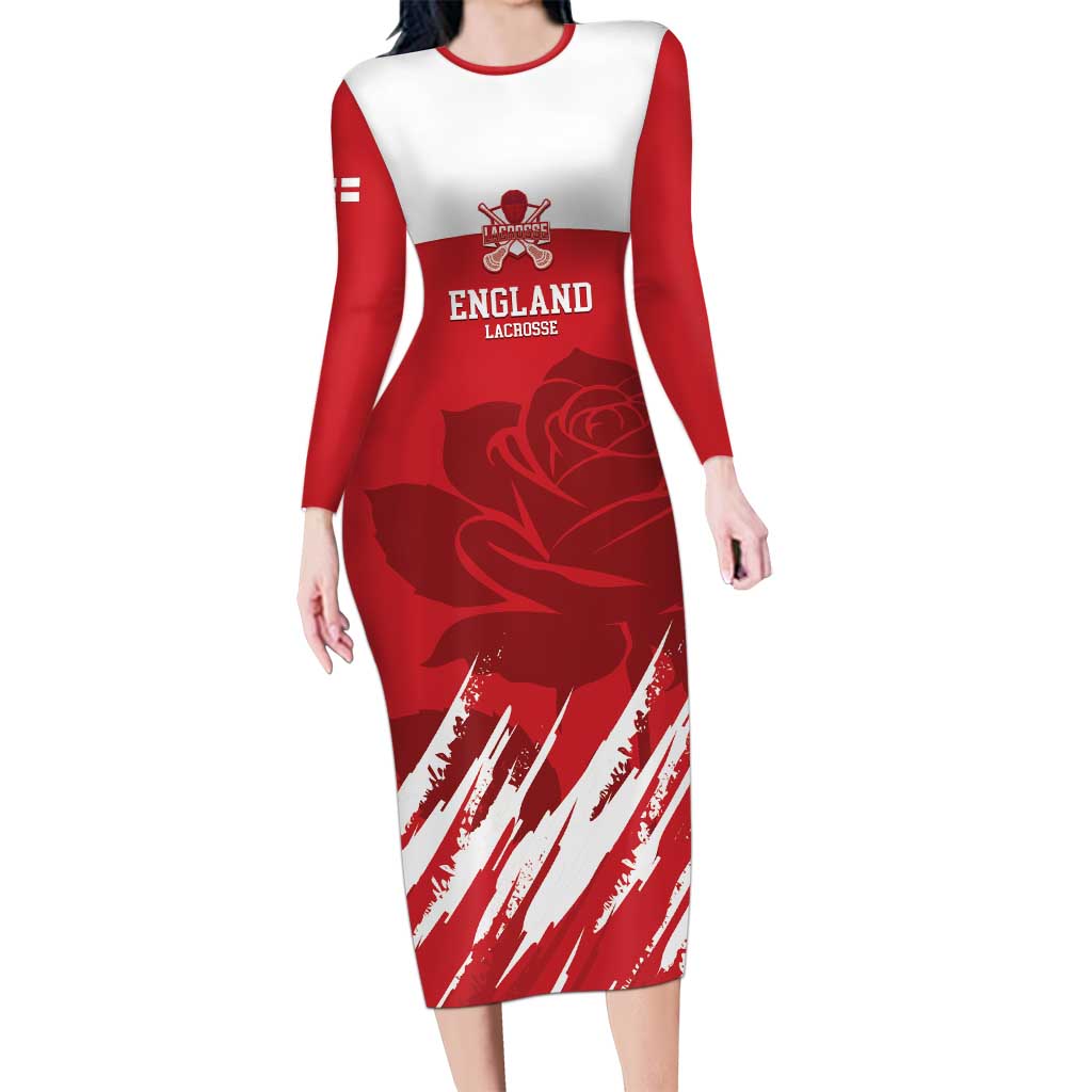 Custom England Lacrosse Long Sleeve Bodycon Dress Go Champions Rose