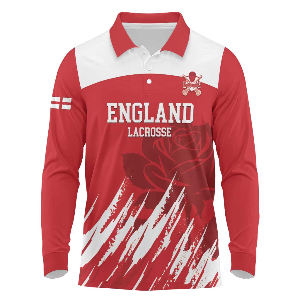 Custom England Lacrosse Long Sleeve Polo Shirt Go Champions Rose