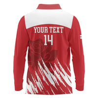 Custom England Lacrosse Long Sleeve Polo Shirt Go Champions Rose