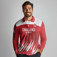 Custom England Lacrosse Long Sleeve Polo Shirt Go Champions Rose