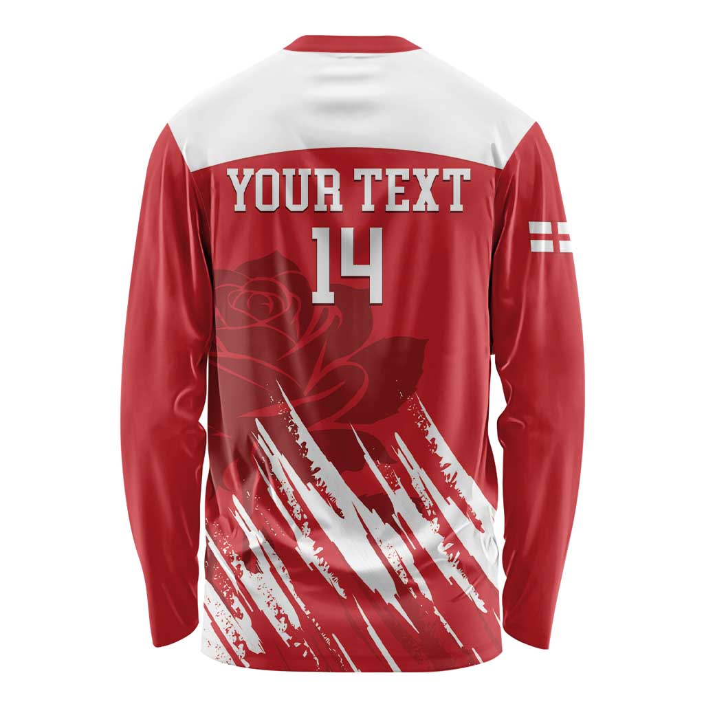 Custom England Lacrosse Long Sleeve Shirt Go Champions Rose