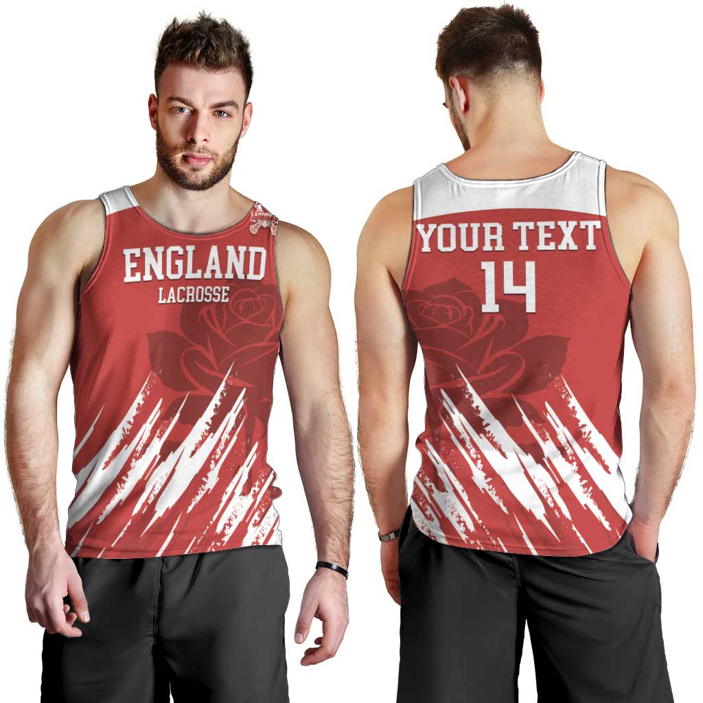 Custom England Lacrosse Men Tank Top Go Champions Rose