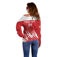 Custom England Lacrosse Off Shoulder Sweater Go Champions Rose
