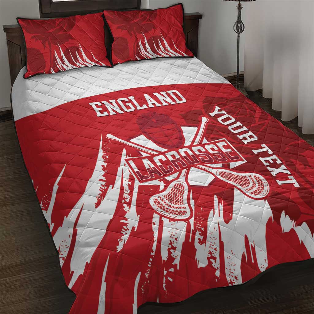 Custom England Lacrosse Quilt Bed Set Go Champions Rose