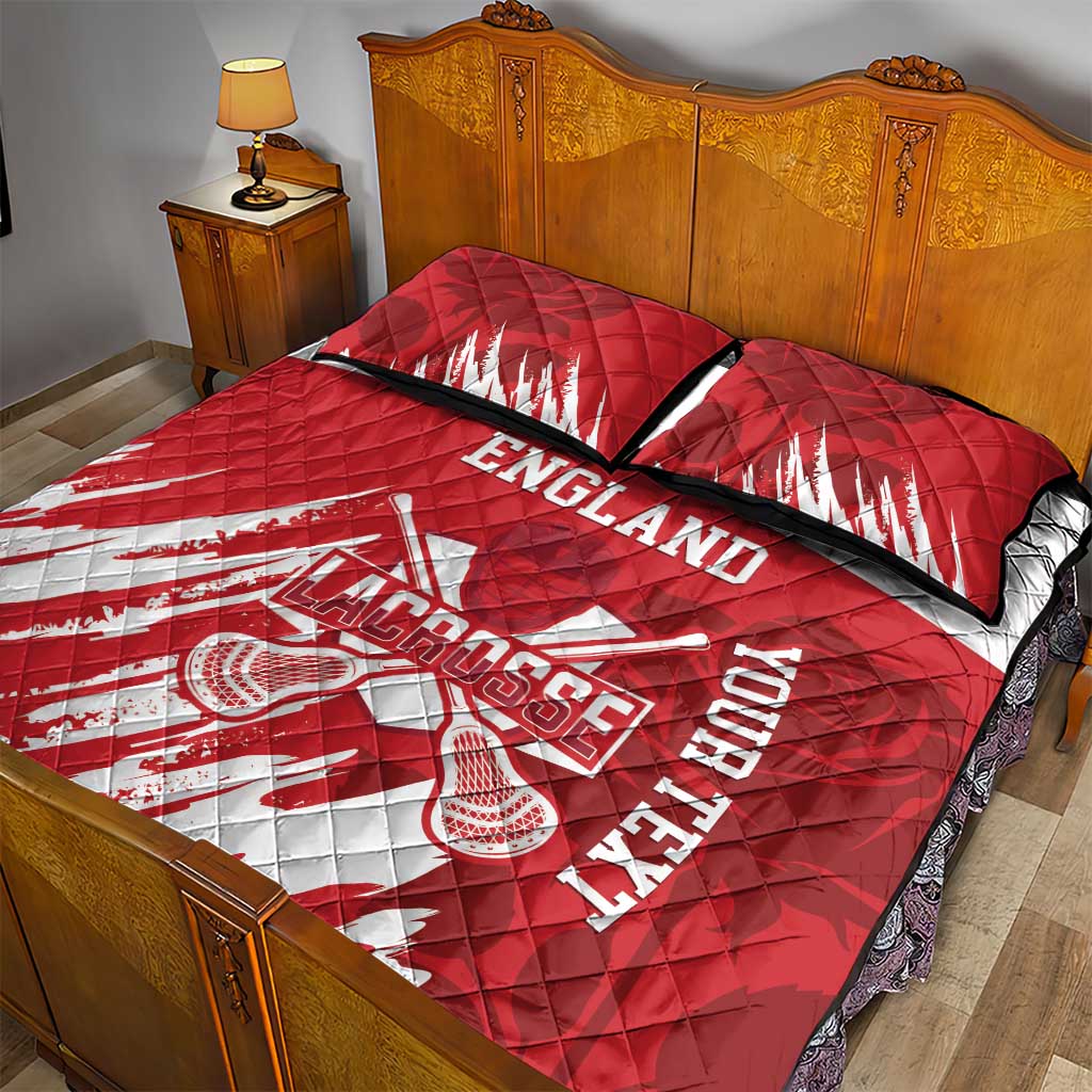 Custom England Lacrosse Quilt Bed Set Go Champions Rose