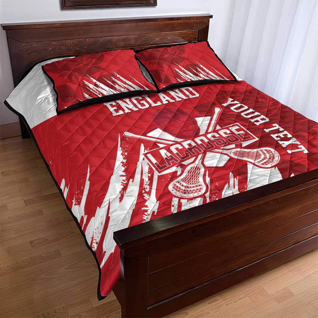 Custom England Lacrosse Quilt Bed Set Go Champions Rose