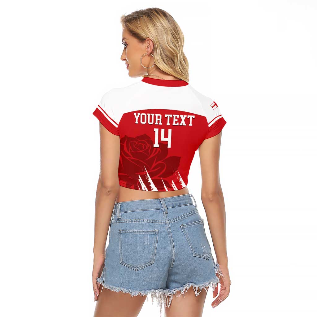 Custom England Lacrosse Raglan Cropped T Shirt Go Champions Rose