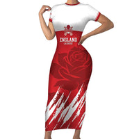 Custom England Lacrosse Short Sleeve Bodycon Dress Go Champions Rose